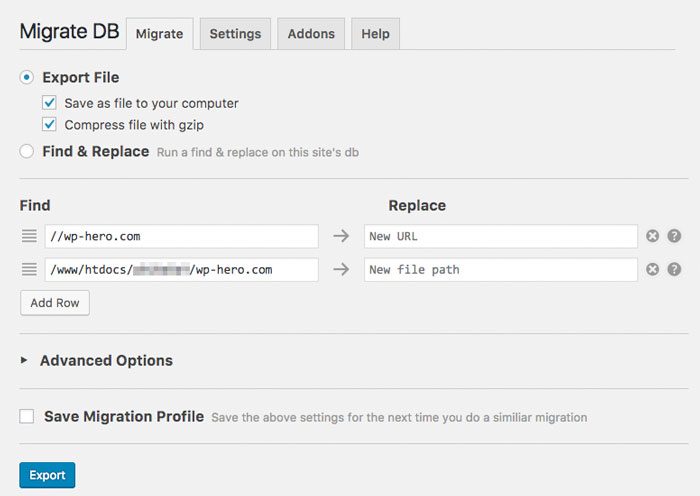 WP Migrate DB Einstellungen WordPress SSL