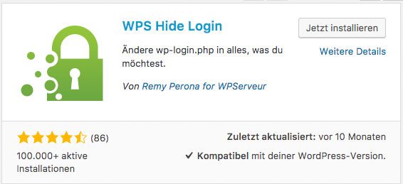 WPS Hide Login Installation - WordPress einloggen