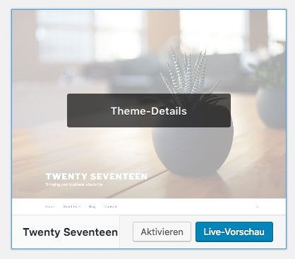 WordPress Theme löschen Theme Details